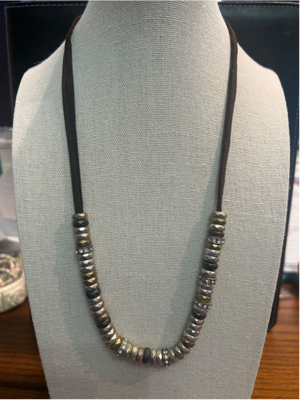 Women's Fossil multi-colored textured metallic rondelle beads & rhinestones